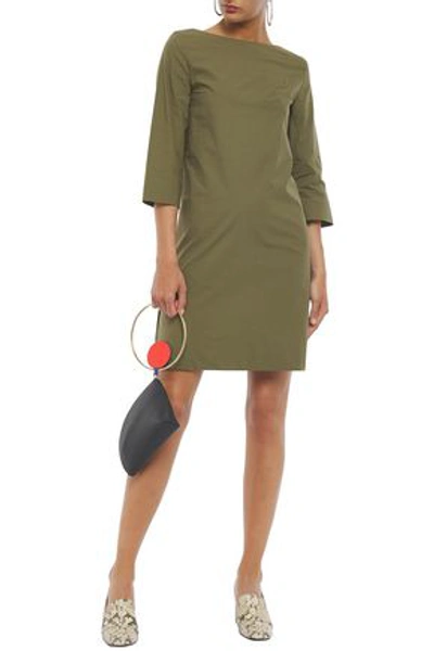 Shop Marni Woman Cotton-poplin Mini Dress Leaf Green