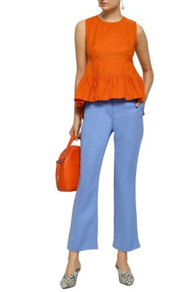 Shop Marni Woman Layered Cotton-poplin Peplum Top Orange