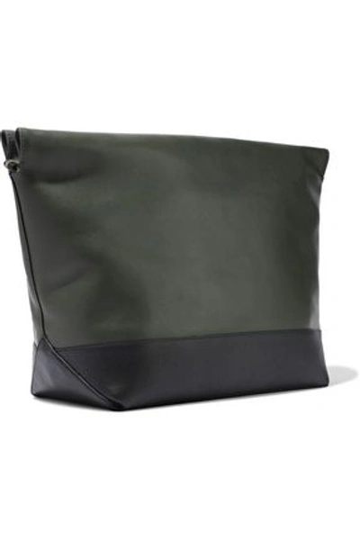 Shop Marni Two-tone Leather Pouch In Dark Green