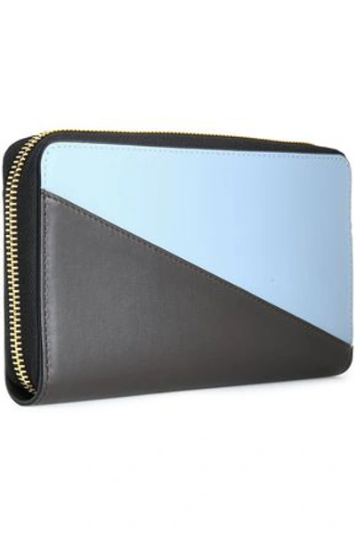 Shop Marni Woman Two-tone Leather Continental Wallet Sky Blue