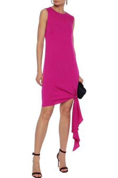 Shop Milly Woman Chiara Knotted Stretch-silk Mini Dress Magenta