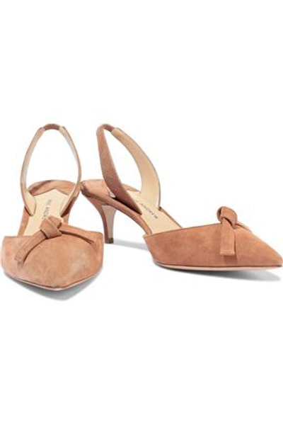 Shop Paul Andrew Woman Rhea Knotted Suede Slingback Pumps Neutral