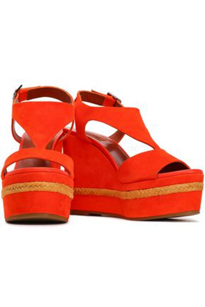Shop Missoni Woman Jute-trimmed Suede Wedge Slingback Sandals Bright Orange