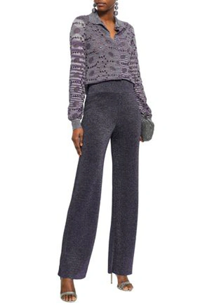 Shop Missoni Woman Metallic Broderie Anglaise  Crochet-knit Shirt Purple