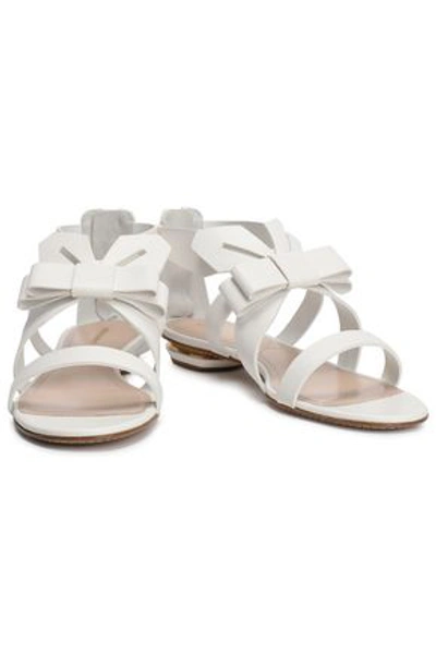 Shop Nicholas Kirkwood Woman Origami Bow-embellished Leather Sandals White