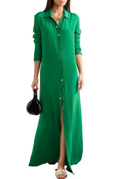 Shop Olivia Von Halle Woman Hero Silk-marocain Maxi Dress Green