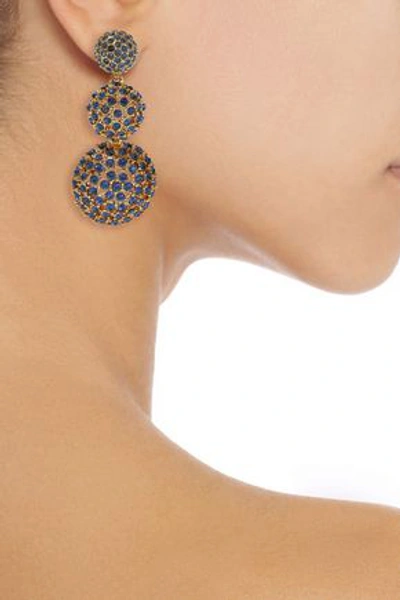 Shop Oscar De La Renta Woman Gold-tone Crystal Clip Earrings Gold