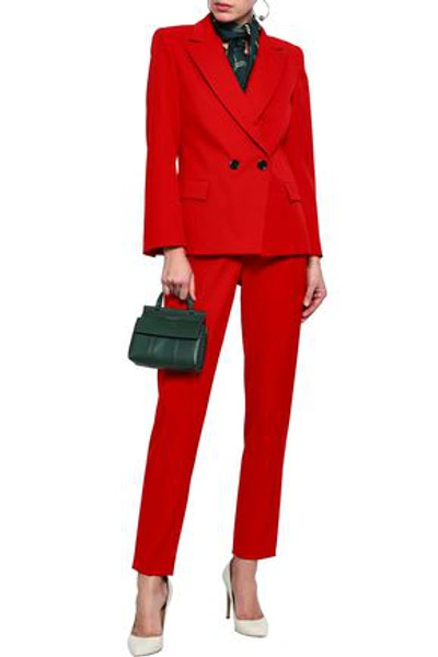 Shop Oscar De La Renta Wool-blend Twill Blazer In Crimson