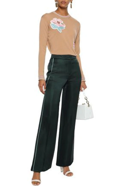 Shop Peter Pilotto Twill Wide-leg Pants In Emerald