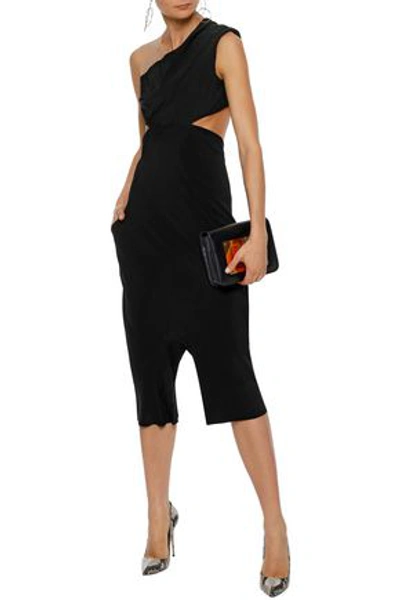 Shop Rick Owens Woman Maria Carla Cropped Tulle-paneled Cutout Cady Jumpsuit Black