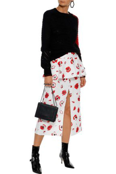Shop Proenza Schouler Woman Floral-jacquard Peplum Midi Skirt Cream