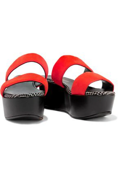 Shop Robert Clergerie Woman Frazzia Suede Platform Sandals Red
