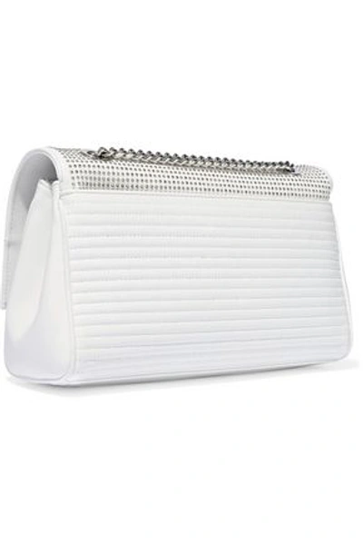 Shop Roberto Cavalli Woman Studded Quilted Leather Shoulder Bag White