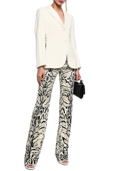 Shop Roberto Cavalli Woman Leopard-print Stretch-crepe Bootcut Pants Animal Print