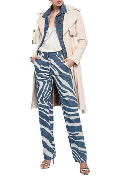 Shop Roberto Cavalli Woman Zebra-print Mid-rise Straight-leg Jeans Mid Denim