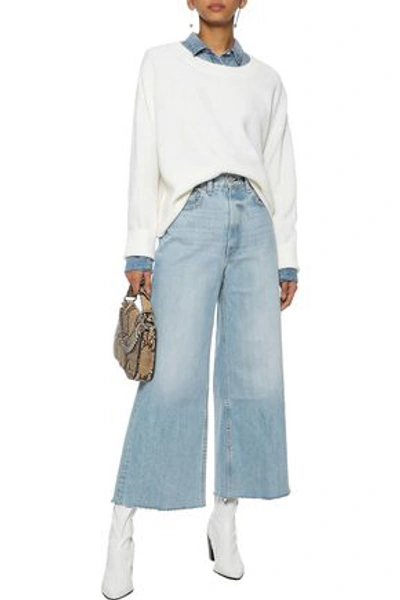Shop Rag & Bone Woman Haru Cropped High-rise Wide-leg Jeans Light Denim