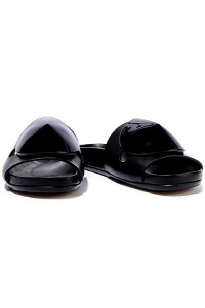 Shop Rick Owens Woman Granola Disc Embellished Leather Slides Black