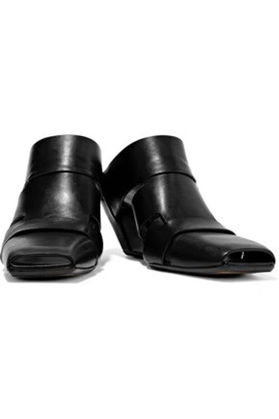 Shop Rick Owens Woman Lazarus Cutout Leather Wedge Sandals Black