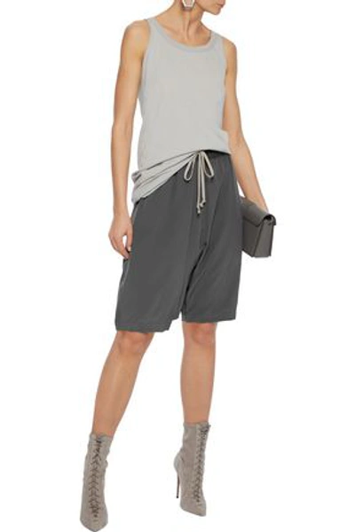 Shop Rick Owens Woman Pods Silk Crepe De Chine Shorts Anthracite