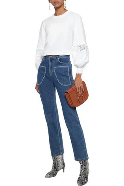 Shop See By Chloé Woman High-rise Bootcut Jeans Mid Denim