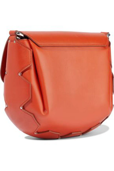 Shop Roberto Cavalli Woman Studded Leather Shoulder Bag Bright Orange