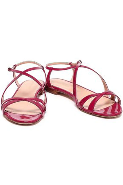 Shop Sergio Rossi Patent-leather Sandals In Plum