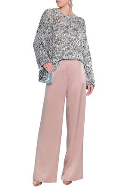 Shop Rochas Woman Tie-back Marled Open-knit Cotton Sweater Taupe