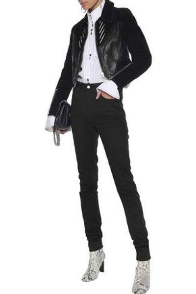 Shop Saint Laurent Woman Mid-rise Skinny Jeans Black