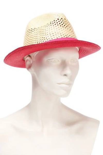 Shop Sensi Studio Woman Canvas-trimmed Toquilla Straw Panama Hat Beige
