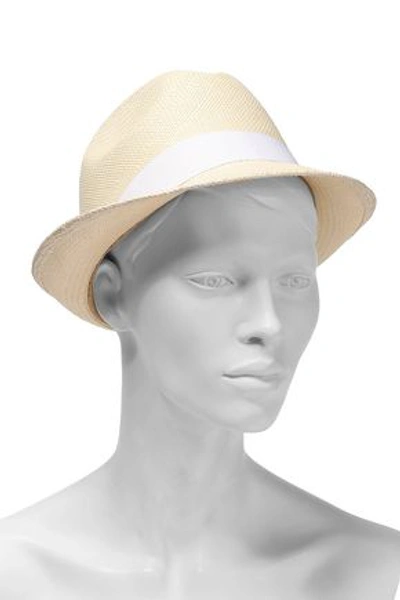 Shop Sensi Studio Grosgrain-trimmed Toquilla Straw Panama Hat In Cream