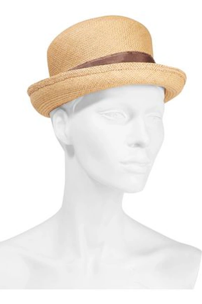 Shop Sensi Studio Grosgrain-trimmed Toquilla Straw Hat In Beige