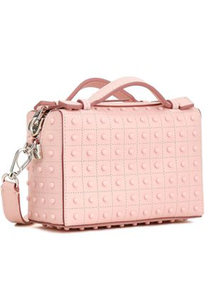 Shop Tod's Woman Studded Leather Shoulder Bag Pastel Pink
