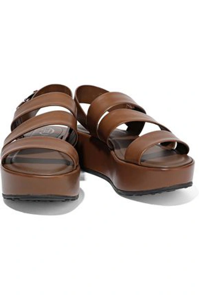 Shop Tod's Leather Platform Sandals In Brown