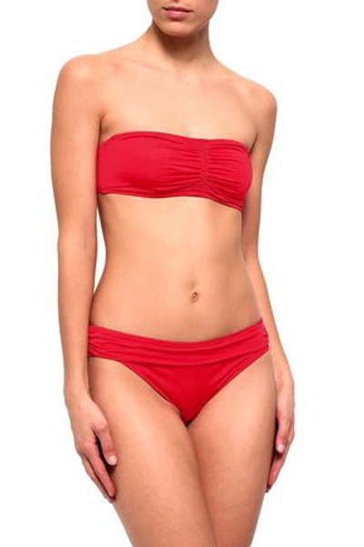 Shop Stella Mccartney Ruched Bandeau Bikini Top In Red