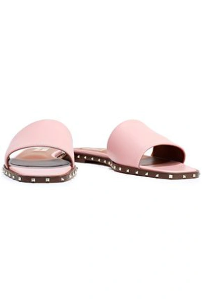 Shop Valentino Garavani Woman Studded Leather Slides Baby Pink