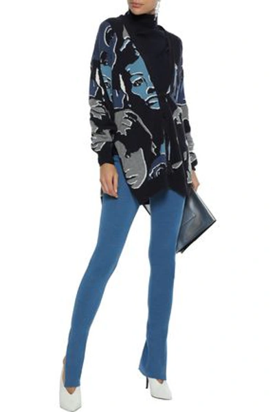 Shop Stella Mccartney Woman Cotton-blend Leggings Blue