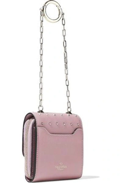 Shop Valentino Studded Leather Wallet In Lilac