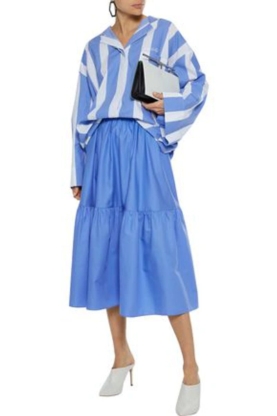 Shop Stella Mccartney Woman Cotton-poplin Midi Skirt Blue