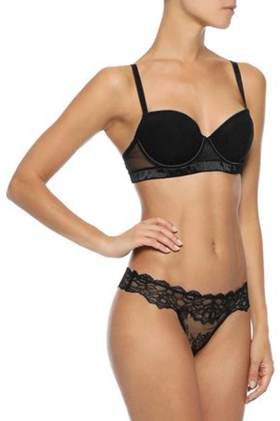 Shop Stella Mccartney Woman Julia Juggling Lace-appliquéd Mesh Underwired Contour Bra Black