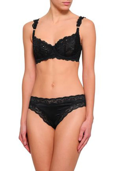 Shop Stella Mccartney Sequin-embellished Corded Lace Underwired Bra In Black