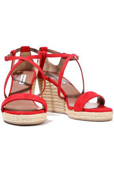 Shop Tabitha Simmons Woman Liu Suede Espadrille Wedge Sandals Red