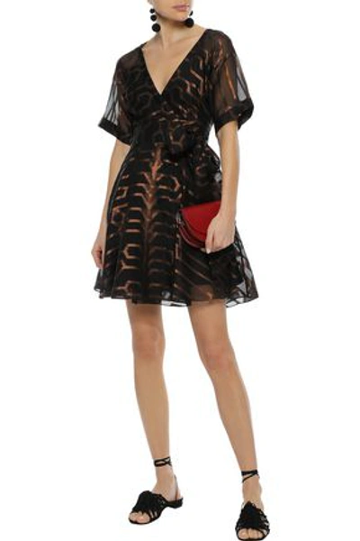 Shop Temperley London Woman Tapis Wrap-effect Metallic Fil Coupé Silk-blend Mini Dress Black