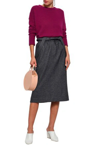 Shop Tibi Wool And Cotton-blend Tweed Midi Skirt In Navy