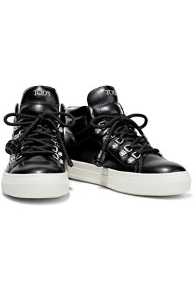 Shop Tod's Sportivo Xk Leather High-top Sneakers In Black