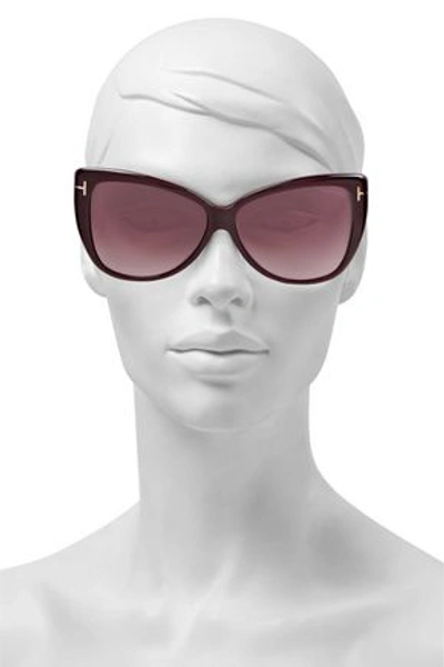 Shop Tom Ford Woman Reveka Butterfly-frame Gold-tone And Acetate Sunglasses Grape