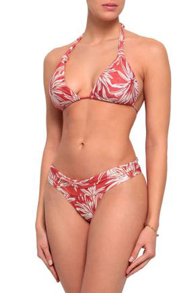 Shop Vix Paula Hermanny Printed Triangle Bikini Top In Coral