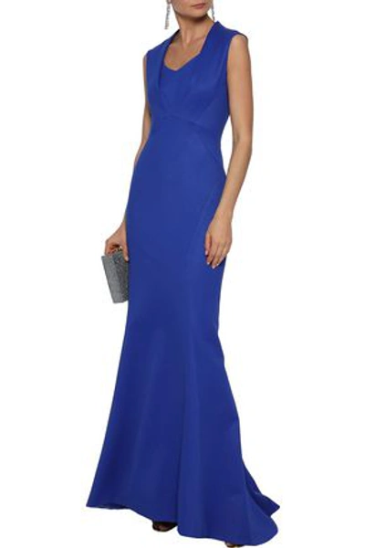 Shop Zac Posen Woman Fluted Textured-cady Gown Royal Blue