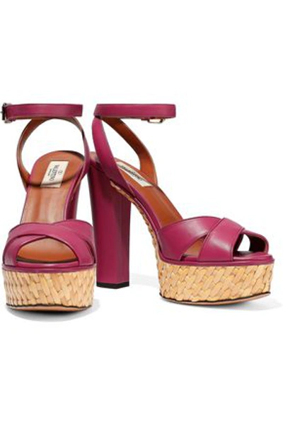 Shop Valentino Leather Platform Sandals In Fuchsia