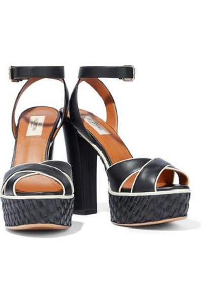 Shop Valentino Garavani Woman Leather Platform Sandals Black