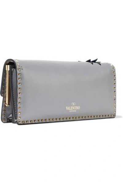 Shop Valentino Garavani Woman Appliquéd Studded Leather Shoulder Bag Gray
